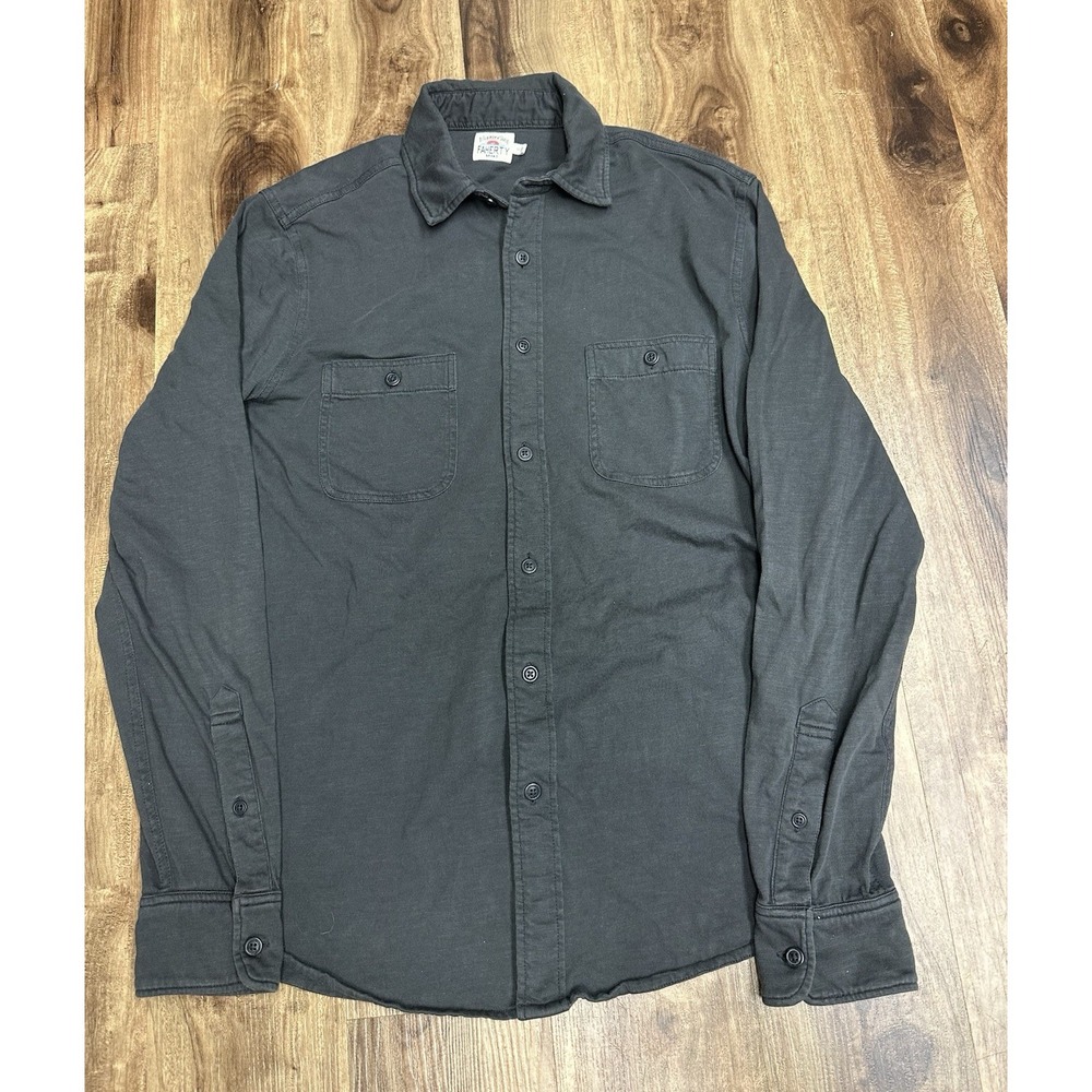Faherty Shirt Mens Medium M Gray Sunwashed Knit Season Button Up Workshirt